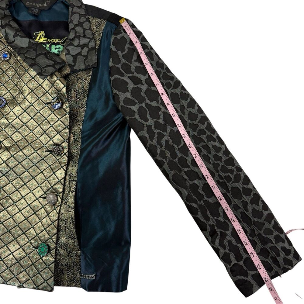 Desigual Multicolored Mixed Fabric Jacket Women Size L EU44 Metallic Art to Wear - Picture 12 of 12